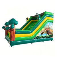 Toboggan gonflable commercial extérieur en PVC à double voie pour enfants - Dinosaure