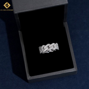 Classic Iced Out Moissanite Hip Hop Jewelry 925 Sterling <b>Silver</b> Moissanite Cuban <b>Ring</b> Hip Hop Diamond <b>Ring</b> for Men - Product Image 6