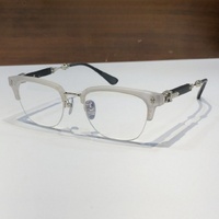 Gafas Ópticas de Diseño de Alta Calidad para Hombre y Mujer, Estilo Punk EVAGILIST TALLA 53-20, Monturas de Gafas de Acetato y Titanio de Lujo para Negocios