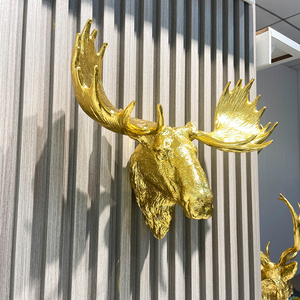 تمثال رأس غزال ذهبي من الراتنج للتعليق على الحائط من ستار كرافت، زينة عيد الميلاد، ديكور منزلي، قلادة للزينة - Product Image 2