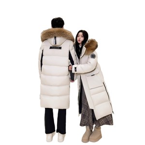 Doudoune en duvet d'oie super épaisse 560g, décontractée, imperméable et coupe-vent, pour femme et homme, longue jusqu'aux genoux, pour froid extrême, col montant, grande taille - Product Image 2