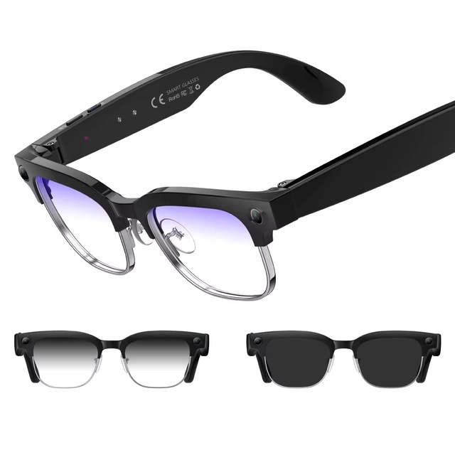 W630 AI Smart Translation Glasses Sunglasses Real Time 4K Dual Camera Recording with Meeting Record Music Call IP66 Waterproof