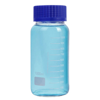 Bouteille de réactif en verre de laboratoire à large ouverture de 1 litre en gros, pot de stockage de milieu de 1000 ml avec bouchon à vis orange