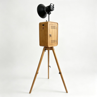 Photomaton en bois, prend en charge la personnalisation, écran tactile 15,6 pouces + anneau lumineux de beauté + support de caméra réglable