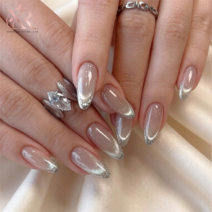 <span class=keywords><strong>Faux</strong></span> ongles à presser personnalisés, motif floral ombré rose, faits à la main en acrylique, fournisseur en gros OEM - Product Image 1