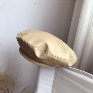 Boina de piel sintética coreana para mujer, boina con cara inversa, sombrero de pintor, otoño 2022 - Product Image 4