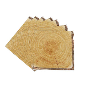 Wood Grain Party Tableware Set <b>Disposable</b> <b>Plates</b> Cups Napkins Forks Spoons Forest Theme Camping Outdoor Party Supplies Kit - Product Image 2
