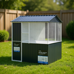 Cage à oiseaux en acier galvanisé anthracite 84,65 x 82,28 x 90,55 pouces pour animaux de compagnie, extérieur, durable, design moderne - Product Image 2