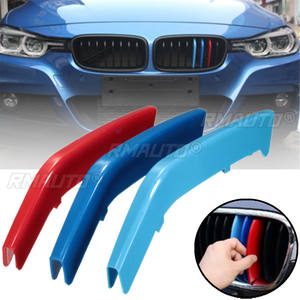 Lot de 3 pièces, Couvre-grilles de calandre en ABS couleur M, Bande décorative à clipser pour BMW Série 3 F30 2013-2018, Compatible uniquement avec les modèles à 8 lamelles - Product Image 1
