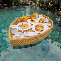 Table flottante moderne en rotin en forme de cœur pour piscine, idéale pour appartements, hôtels, parcs, villas et piscines – Mobilier d'extérieur