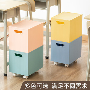 Storage <b>Box</b> Bins Rectangle Solid Color Stackable With Wheels For Kids And Teen Storage - Product Image 5