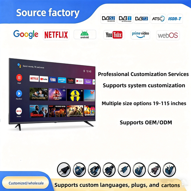 OEM/ODM Foreign Trade Export 100 Inch 4K LED Smart TV with LAN Interface for Hotel Use Tempered Glass Flat Screen Televisions
