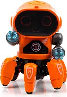 Mainan Robot Berbentuk Gurita, Robot Elektronik Berjalan dengan Gerakan Semua Arah, Lampu LED Berkedip & Musik untuk Anak-Anak