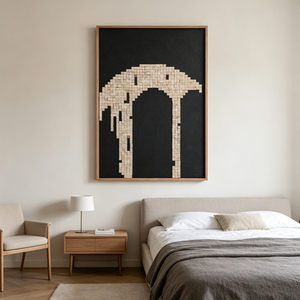 Wood <b>Mosaic</b> <b>Wall</b> <b>Art</b> Wabi Sabi Handmade Painting Canvas Textured Abstract Still Life Home Hotel House Decoration Interior - Product Image 2