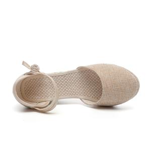 Sandales <span class=keywords><strong>compensées</strong></span> légères à bout fermé de <span class=keywords><strong>6</strong></span> <span class=keywords><strong>cm</strong></span> pour femme, en toile, plateforme d'été confortable, semelle intérieure souple antidérapante - Product Image 2