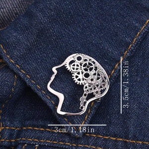 Broches de Liga Esmaltada com Design de Engrenagem Mecânica e Cérebro, Presente para Crianças, Médicos, Psiquiatras, Cientistas, Casamentos e Festas, com Acabamento Metalizado - Product Image 2