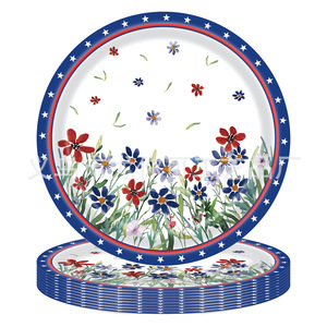 Poppy Themed Party Tableware Set Rectangle Digital Printing Blue <b>Red</b> Green Birthday Decor Environment Friendly Plastic <b>Paper</b> - Product Image 3
