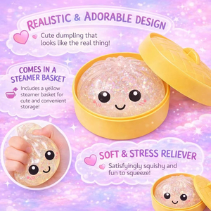 Juguetes de escritorio de vaporera de comida de color personalizado, juguetes de dumplings con purpurina, pelotas antiestrés de dumplings, juguete sensorial fidget, dumpling squishy con purpurina - Product Image 4