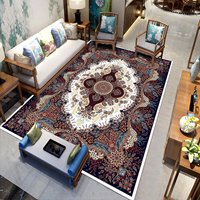 Tapis en polyester de haute qualité, fabriqué à la machine, lavable et écologique, motif floral bohème, à poils ras, pour salon
