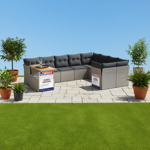 Ensemble de canapés de jardin modulaires Harkoge en rotin gris, 6 places, mobilier d'extérieur, design contemporain - Product Image 2