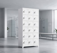 Casier de rangement en acier à 18 portes, armoire métallique multi-compartiments avec serrure à clé individuelle, armoire métallique pour salle du personnel d'usine