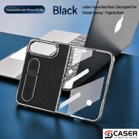 Étui de téléphone en cuir de qualité supérieure pour iPhone Duo, avec protection d'écran intégrée et béquille intégrée, couverture complète double face