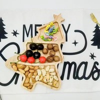 Kerstboomvormig dienblad van acaciahout, gepersonaliseerd gescheiden snackplateau voor feestelijke snacks, fruit & hapjes