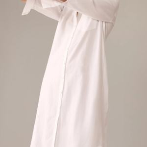 Robe chemise décontractée à manches longues brodée de fleurs, respirante, écologique, avec ceintures en dentelle et décorations ajourées pour l'été - Product Image 3