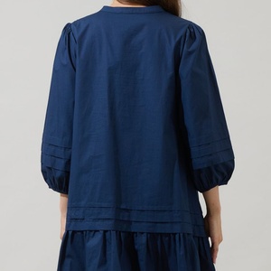 OEM Women Vintage Style V-Neck Floral 100% Cotton Woven ODM Casual Loose Summer <b>Mini</b> Dress - Product Image 2