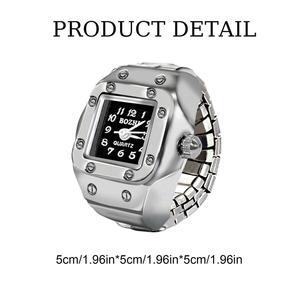 Vintage Punk doigt montre Mini bracelet élastique alliage montres Couple anneaux bijoux horloge rétro romain Quartz montre anneaux femmes hommes - Product Image 5