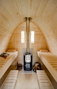 Sauna extérieur Poêle à dosettes Chauffages infrarouges en bois massif Salle de sauna sec traditionnel en bois personnalisé Intérieur en rouge à vendre 40mm - Product Image 2