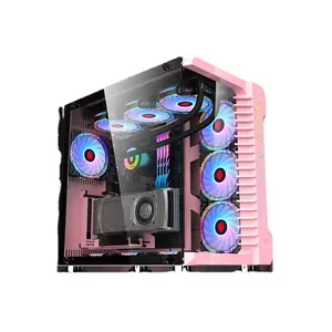 ANNEW Factory Customized PC Gaming Cases Gamer ATX Tempered Glass Window Computer Case For Gaming