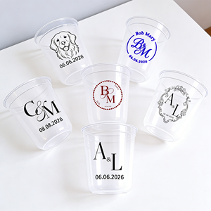 Gobelets en plastique PP jetables sans BPA, qualité alimentaire, givrés, 7oz, 9oz, 12oz, 14oz, 16oz, pour mariages et fêtes, personnalisables avec nom et motif - Product Image 1