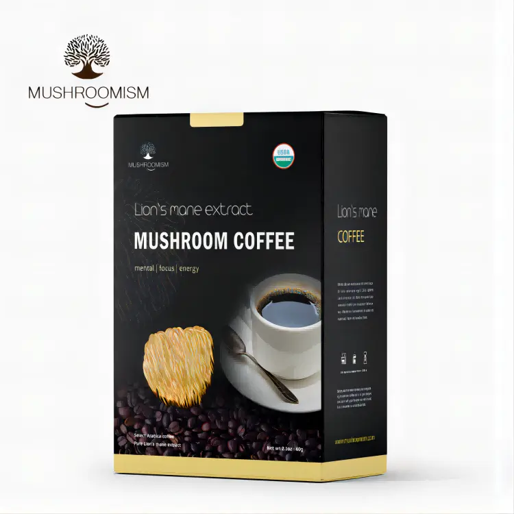 Natural Pure Mushroom Roasted Black Coffee Powder Lions Mane Instant Ganoderma Coffee Extract Maca Moka Mocha