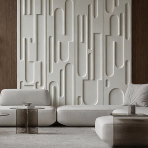Panneaux muraux décoratifs contemporains haut de gamme en composite bois-plastique, design texturé 3D sculpté, pour appartements et hôtels - Product Image 4