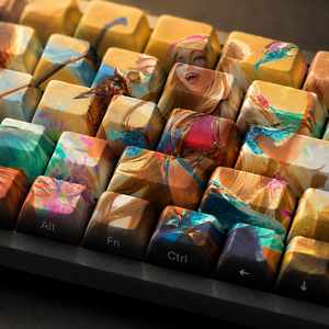 Teclas PBT con Impresión Lateral <span class=keywords><strong>LOL</strong></span> Ocean Song Seraphine, 68 Teclas, Sublimación de Tinta, para Teclado Mecánico 60%, Compatible con Interruptores Cherry MX - Product Image 3