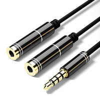 Adaptador de teléfono de lujo de 30cm y 3,5mm, Cable de Audio 2 en 1 Jack, Cable divisor macho a 1 hembra para PC, ordenador, Cable de enchufe auxiliar estéreo