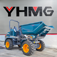Livraison gratuite 3 tonnes chargeur frontal mini benne camion roues 4X4 hydraulique avec moteur diesel tracteur à benne basculante articulé