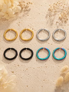 Bijoux de corps non percés, plaqués or 18 carats, en acier inoxydable 316L, boucles <span class=keywords><strong>d</strong></span>'oreilles à clip à ressort, accessoires résistants au ternissement - Product Image 5