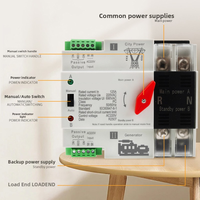 ATS Transfer Otomatis Daya Ganda untuk 2P PV 220V 230V 63A 100A 125A Din Rail PC Fasa Tunggal Kapasitas Pemutusan 6kA