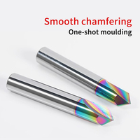 Fraise à chanfreiner en carbure monobloc à revêtement arc-en-ciel CHOWMASTER 2Flute, série TAC, pour l'usinage de l'aluminium, du cuivre et de l'acrylique