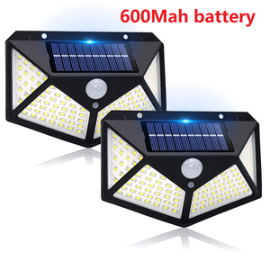 Lampes solaires d'extérieur 100 LED, 3 modes d'éclairage, détecteur de mouvement, <span class=keywords><strong>applique</strong></span> murale étanche pour clôture, cour, allée - Product Image 1
