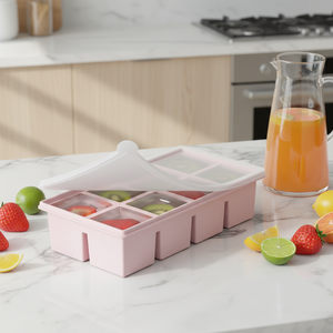 Bandeja de silicona cuadrada de 8 cavidades para cubitos de hielo con logotipo personalizado y tapa, fácil de desmoldar - Product Image 1