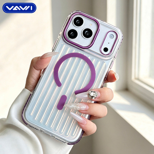 Coque de téléphone transparente VAWI B337 avec support d'appareil photo, étui magnétique transparent pour téléphones mobiles <span class=keywords><strong>iPhone</strong></span> 18 17 Pro Max et Samsung S26 - Product Image 4