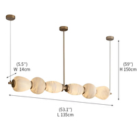 Lustre linéaire en albâtre naturel de luxe d'île de lumière de concepteur mené en gros décoratif de extrémité d'approvisionnement d'albâtre de galet