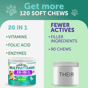 Multivitamines complètes pour chiens avec probiotiques et glucosamine, 26-en-1, saveur bœuf, comprimés à mâcher pour chiens, 60 unités - Product Image 5