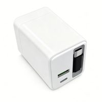 Cargador de Pared Rápido PD de 65W con Cable Retráctil, 2 Puertos USB-C y 1 Puerto USB-A, Protección OTP para Reloj Inteligente, Teléfono Móvil y Portátil