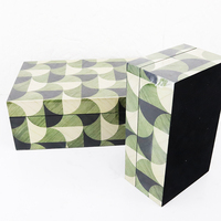 Boîtes à bijoux en bois MDF Tuohuangniu, peintes et brillantes, colorées, à motifs géométriques abstraits, pour présentation sur table, vente en gros