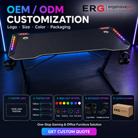 Ergonova RGB Gaming Desk with LED Lights Carbon Fiber Surface Storage Z-shaped Computer Table OEM Custom E-Sports Desk