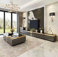 Meuble TV en bois massif, simple et moderne, plateau en pierre, petit salon, luxe léger, nouveau modèle 2026, sensation haut de gamme